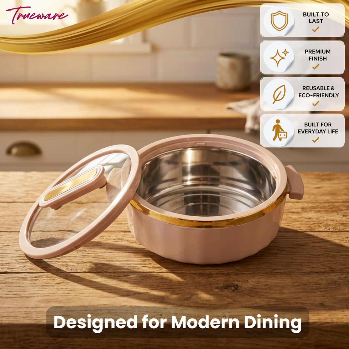 Trueware Celebration Glass Lid Casserole | 1300 ml