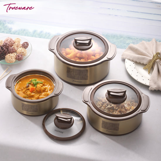 Trueware Insulated Glass Casserole Set-3