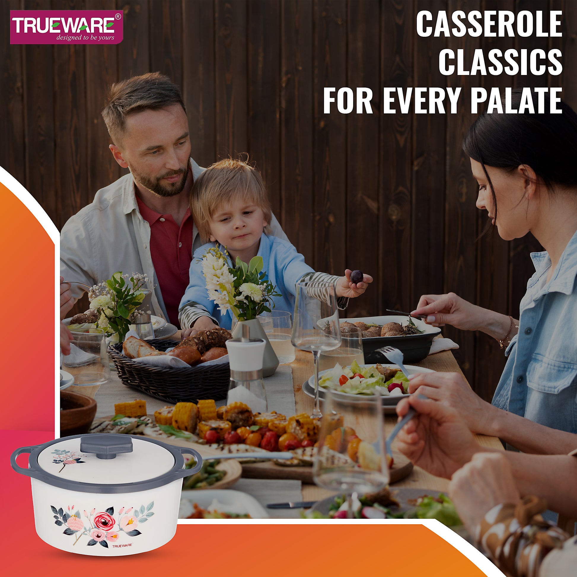 Floraa Casserole | 3000 Ml | Thermoware Casserole | Bpa Free | Inner Steel Outer Plastic
