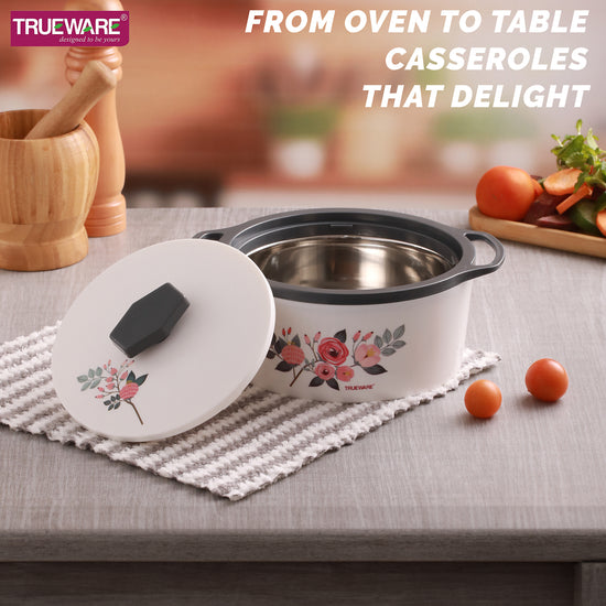 Floraa Casserole | 3000 Ml | Thermoware Casserole | Bpa Free | Inner Steel Outer Plastic