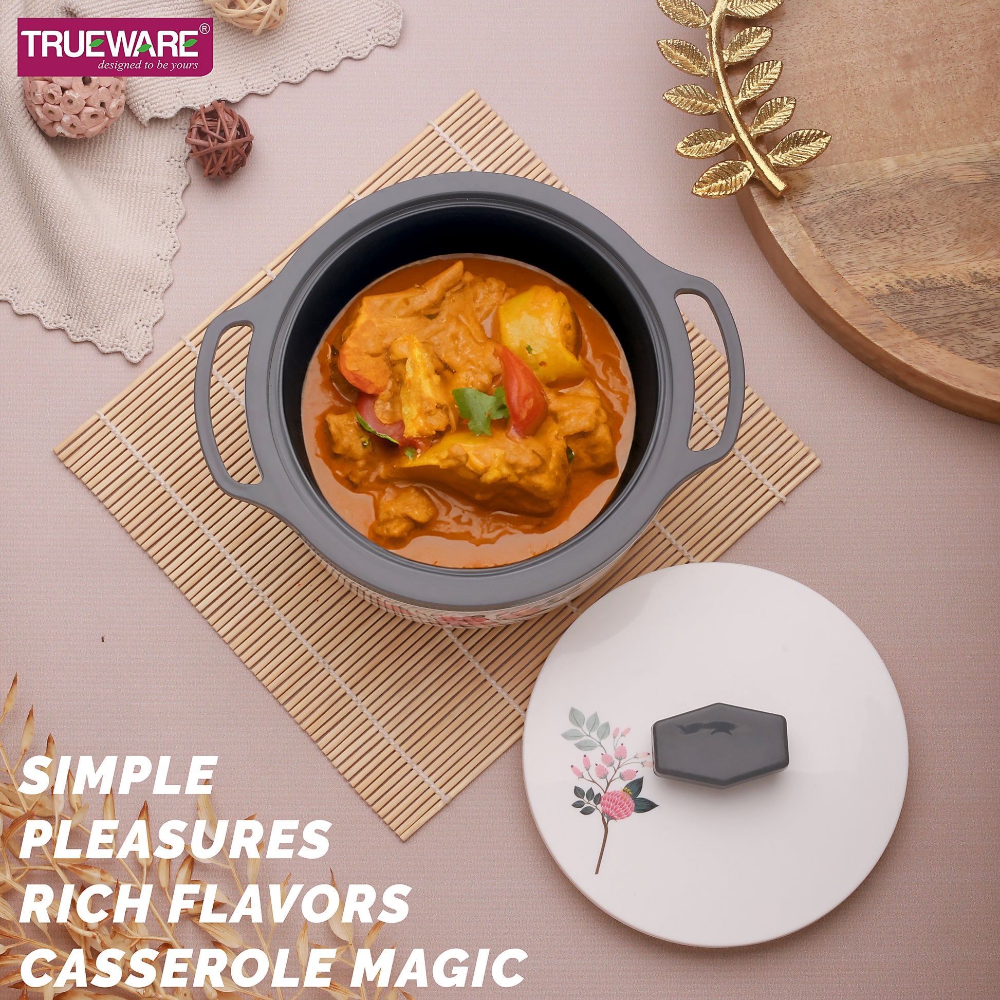 Floraa Casserole | 3000 Ml | Thermoware Casserole | Bpa Free | Inner Steel Outer Plastic