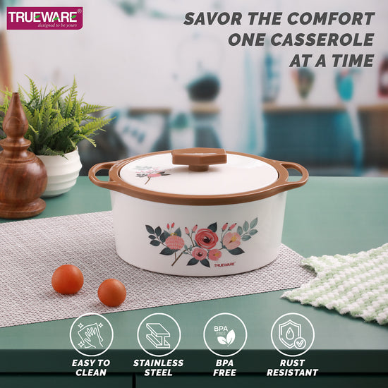 Floraa Casserole | 3000 Ml | Thermoware Casserole | Bpa Free | Inner Steel Outer Plastic