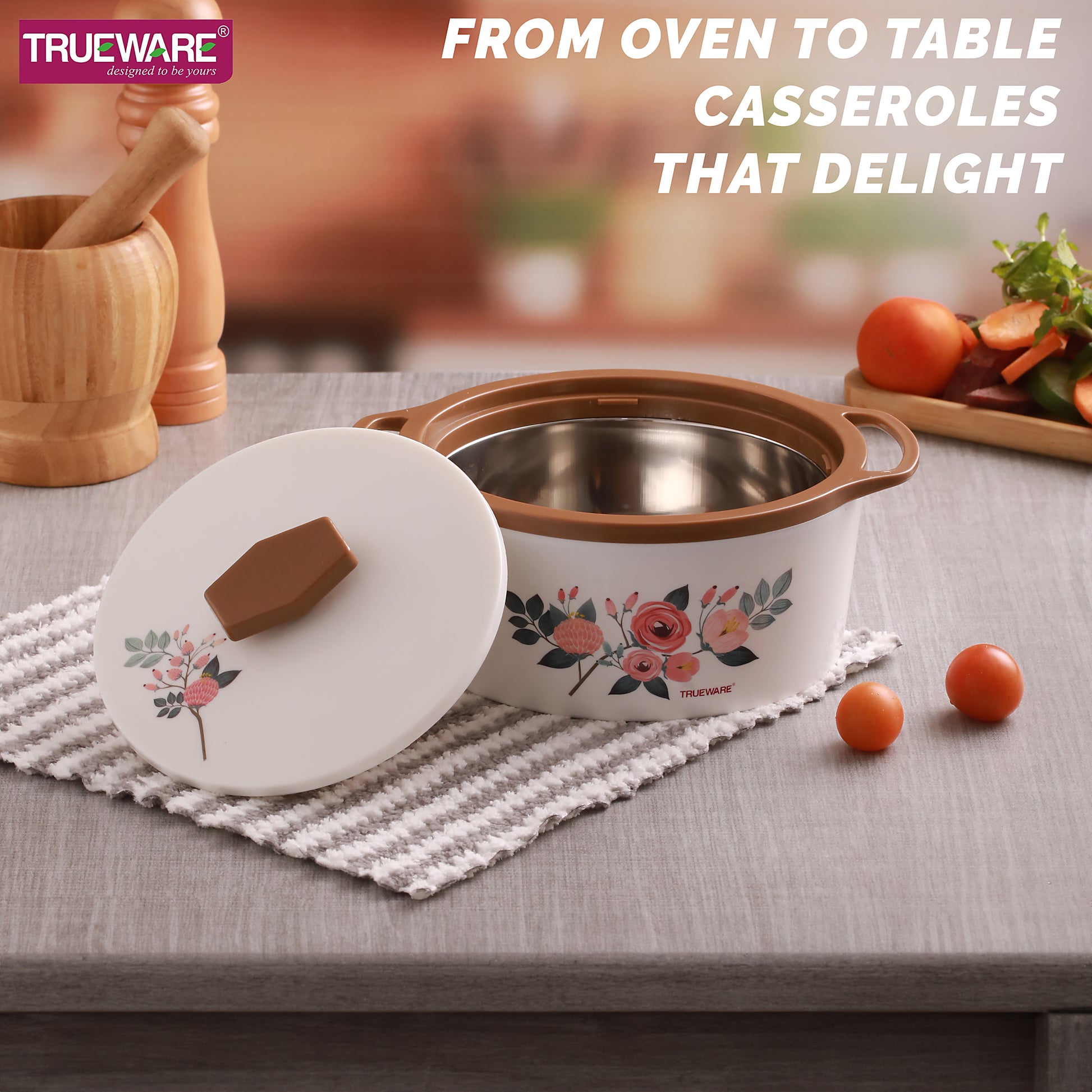 Floraa Casserole | 3000 Ml | Thermoware Casserole | Bpa Free | Inner Steel Outer Plastic