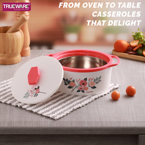 Floraa Casserole | 3000 Ml | Thermoware Casserole | Bpa Free | Inner Steel Outer Plastic