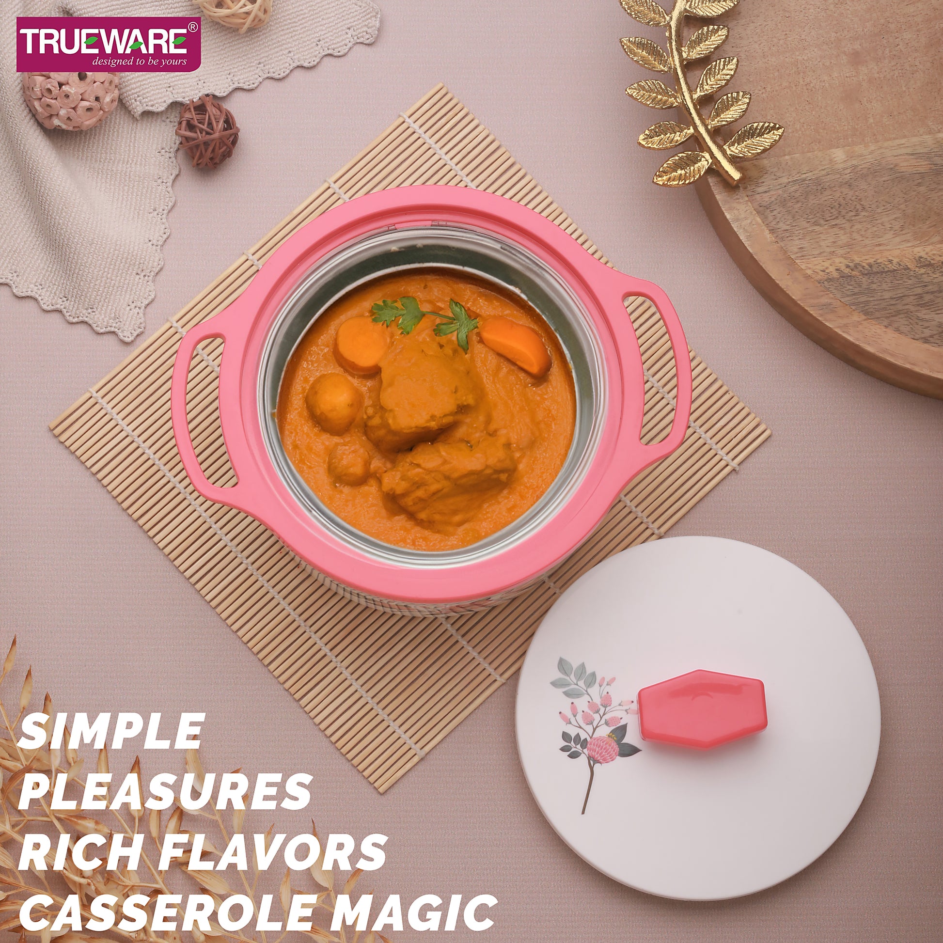 Floraa Casserole | 3000 Ml | Thermoware Casserole | Bpa Free | Inner Steel Outer Plastic