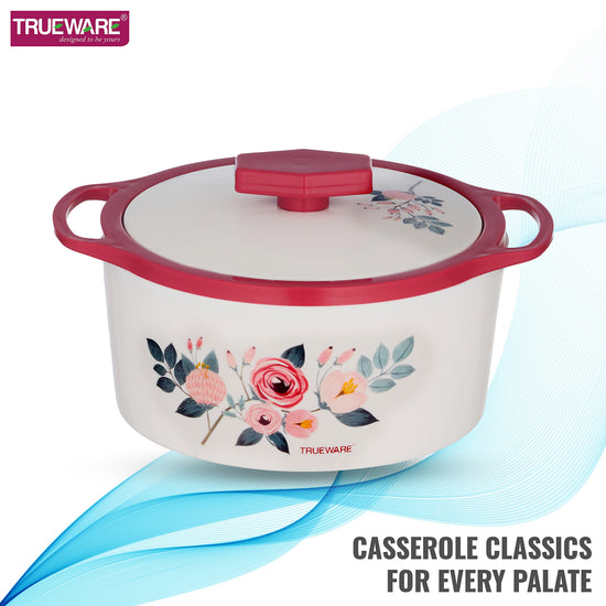 Floraa Casserole | 3000 Ml | Thermoware Casserole | Bpa Free | Inner Steel Outer Plastic