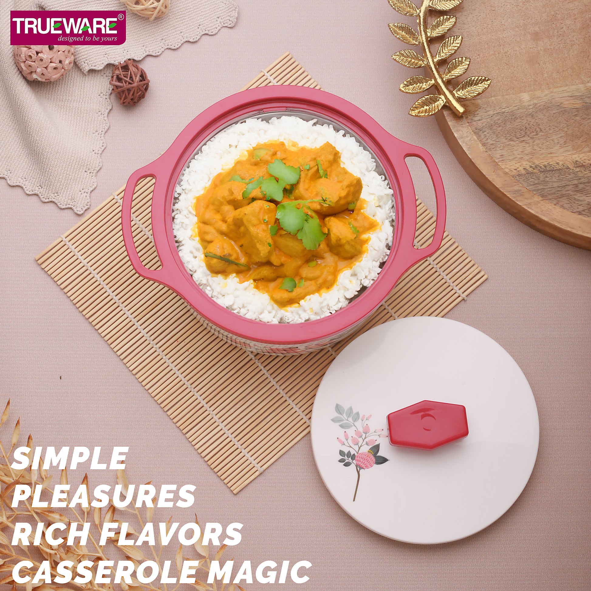 Floraa Casserole | 3000 Ml | Thermoware Casserole | Bpa Free | Inner Steel Outer Plastic