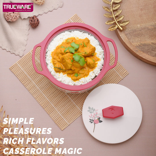 Floraa Casserole | 3000 Ml | Thermoware Casserole | Bpa Free | Inner Steel Outer Plastic