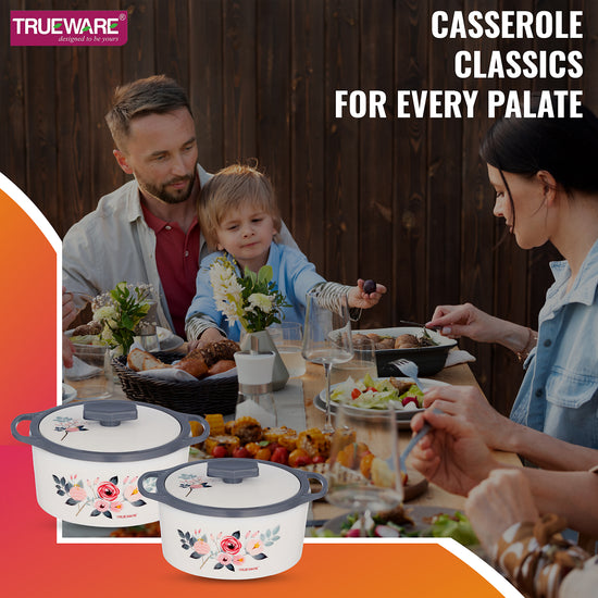 Trueware Floraa Casserole | Set of 3 | 750, 1000 & 1500 ML | Thermoware Casserole