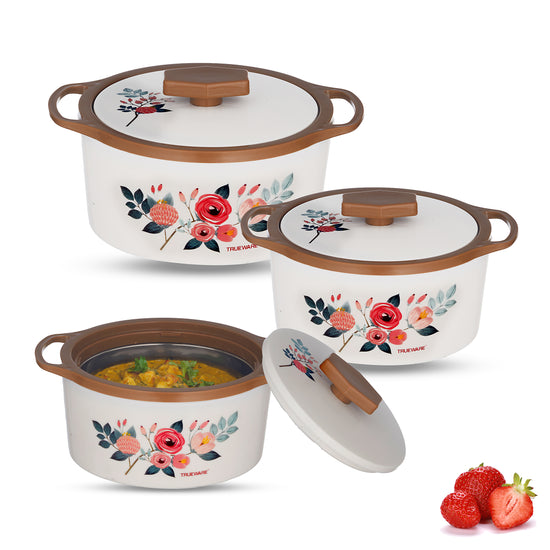 Trueware Floraa Casserole | Set of 3 | 750, 1000 & 1500 ML | Thermoware Casserole