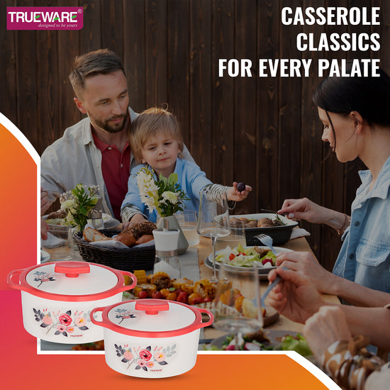 Trueware Floraa Casserole | Set of 3 | 750, 1000 & 1500 ML | Thermoware Casserole