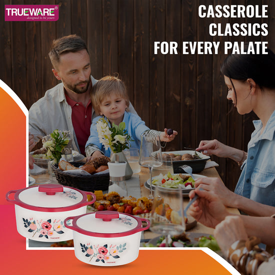 Trueware Floraa Casserole | Set of 3 | 750, 1000 & 1500 ML | Thermoware Casserole
