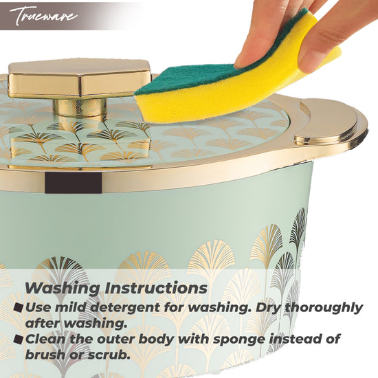 Floraa Fine Inner Steel Casserole Set Of 3, 750,1000 & 1500 Ml Green | Pu Insulated