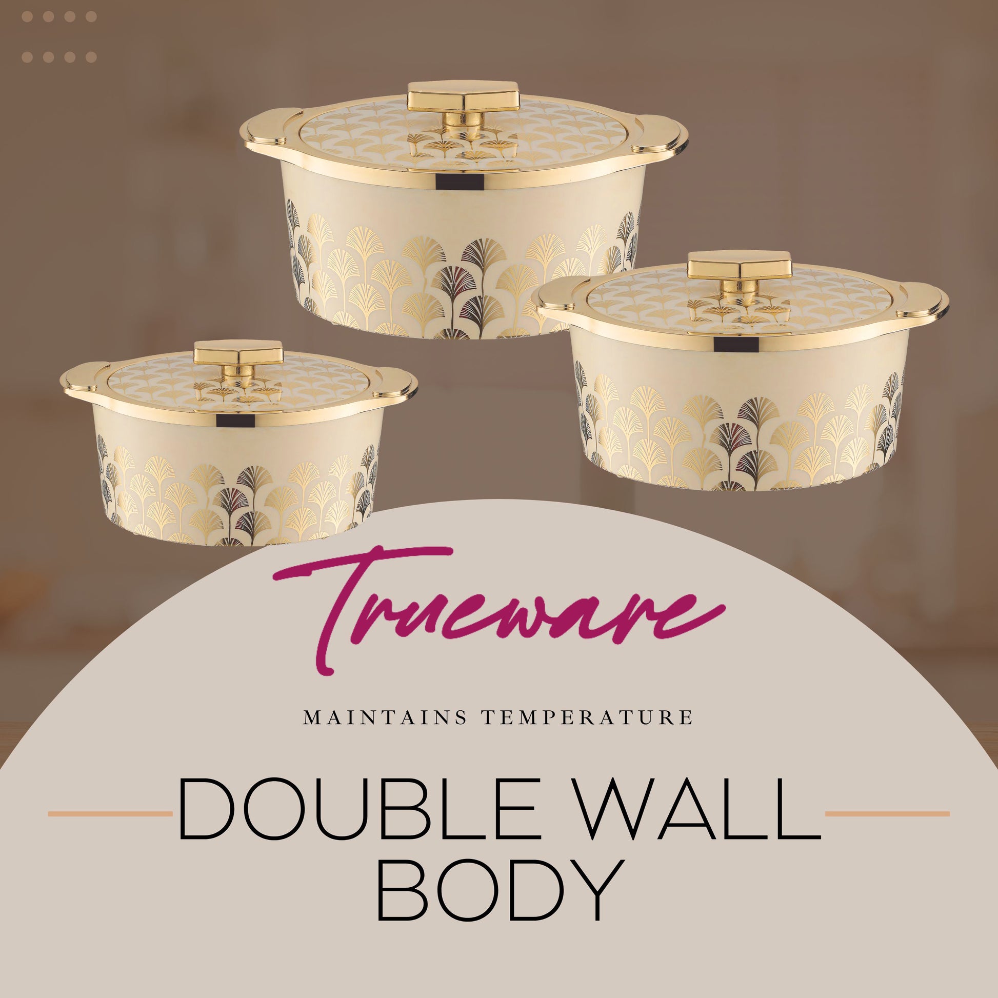 Floraa Fine Inner Steel Casserole Set Of 3, 750,1000 & 1500 Ml Green | Pu Insulated