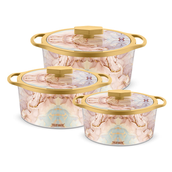 Floraa Superior Inner Steel Outer Plastic Thermoware Casserole Set Of 3 | 750 Ml, 1000 Ml, 1500 Ml