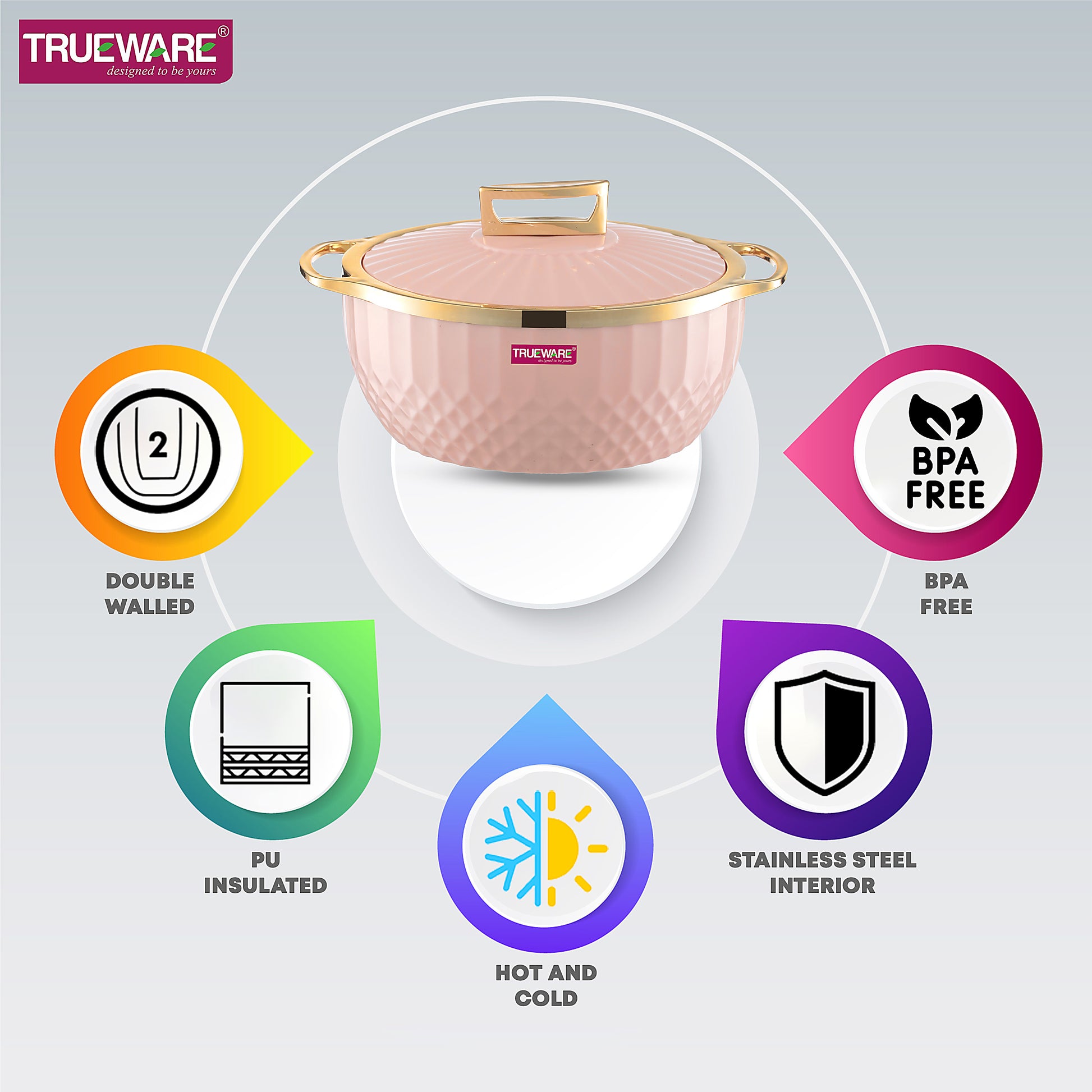 Krystal Casserole Inner Steel Casserole, 1500 Ml | Pu Insulated