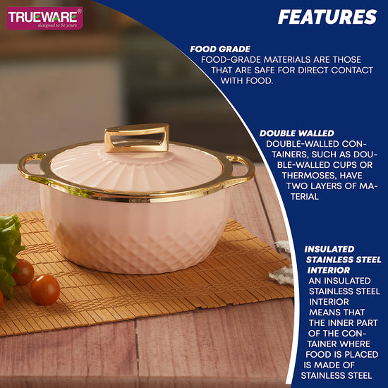 Krystal Casserole Inner Steel Casserole, 1500 Ml | Pu Insulated