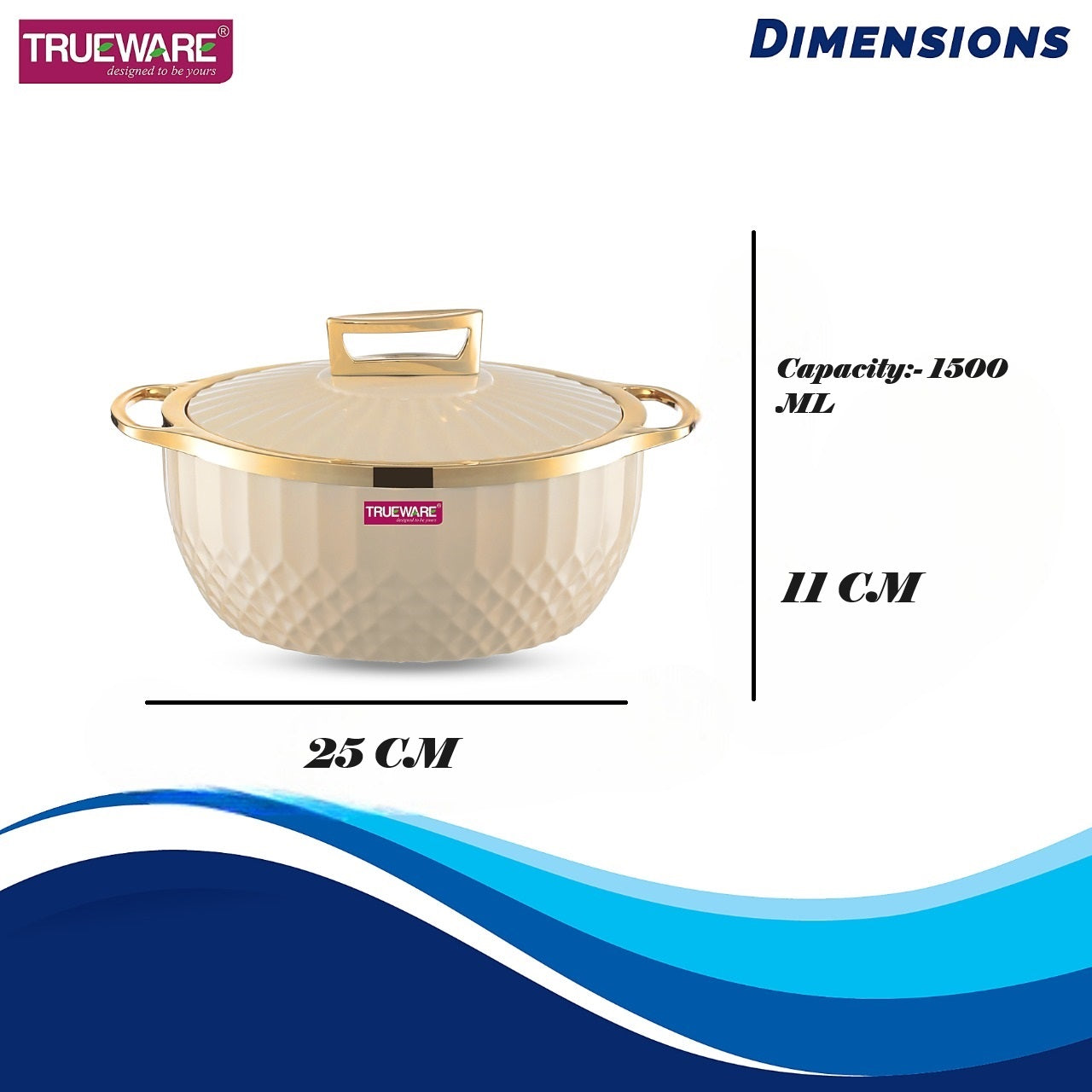 Krystal Casserole Inner Steel Casserole, 1500 Ml | Pu Insulated