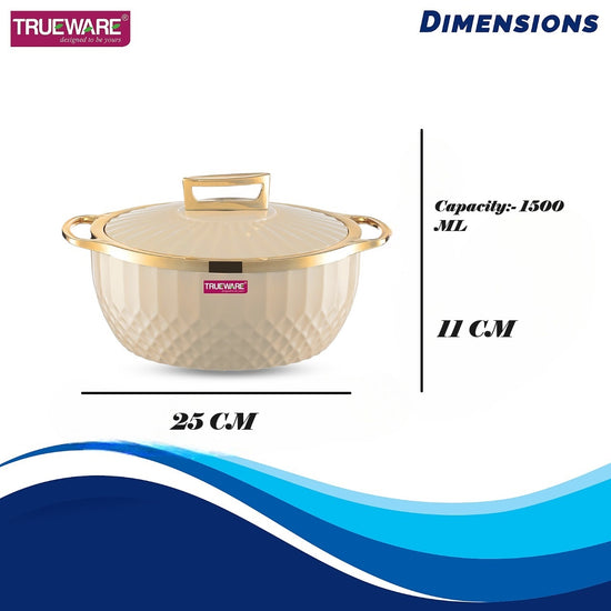 Krystal Casserole Inner Steel Casserole, 1500 Ml | Pu Insulated