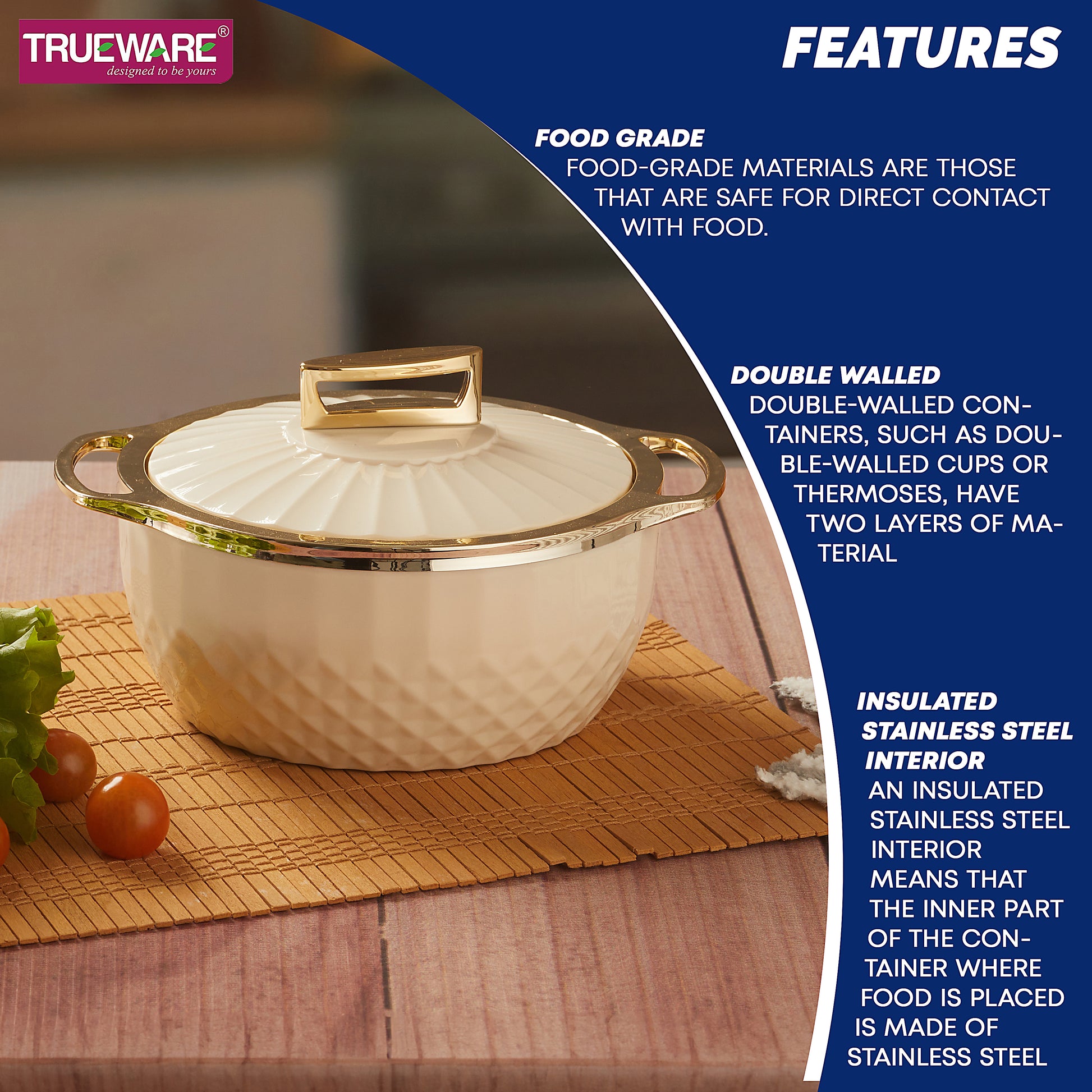 Krystal Casserole Inner Steel Casserole, 1500 Ml | Pu Insulated