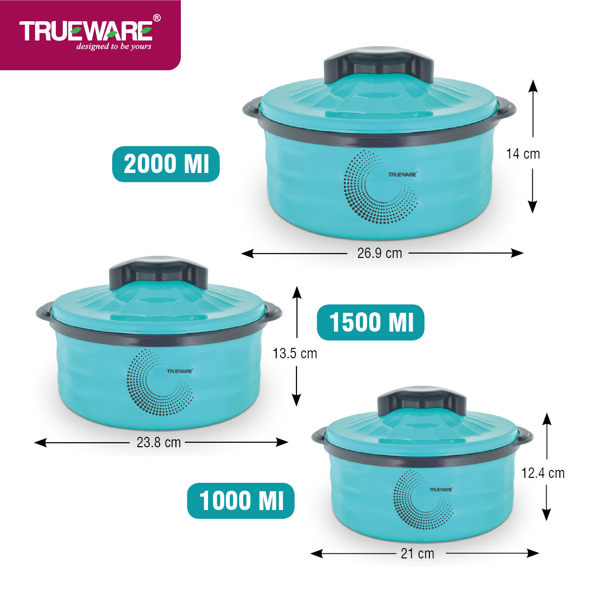 Stylus Casserole Set Of 3 |Inner Steel Casserole | Pu Insulated (1000, 1500 & 2000Ml)
