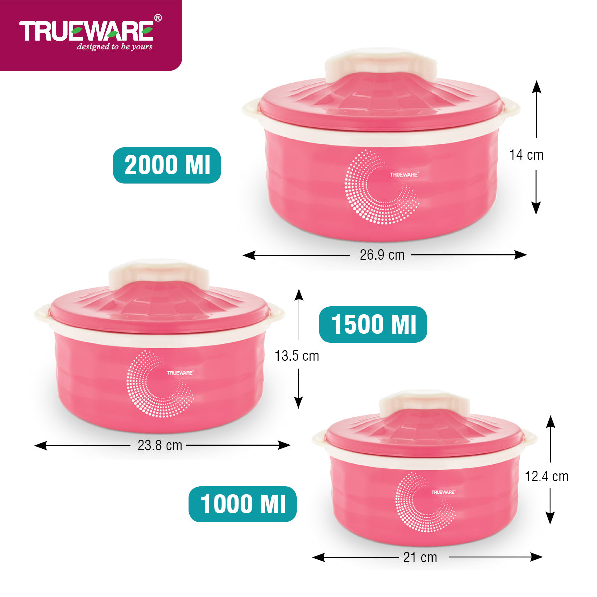 Stylus Casserole Set Of 3 |Inner Steel Casserole | Pu Insulated (1000, 1500 & 2000Ml)
