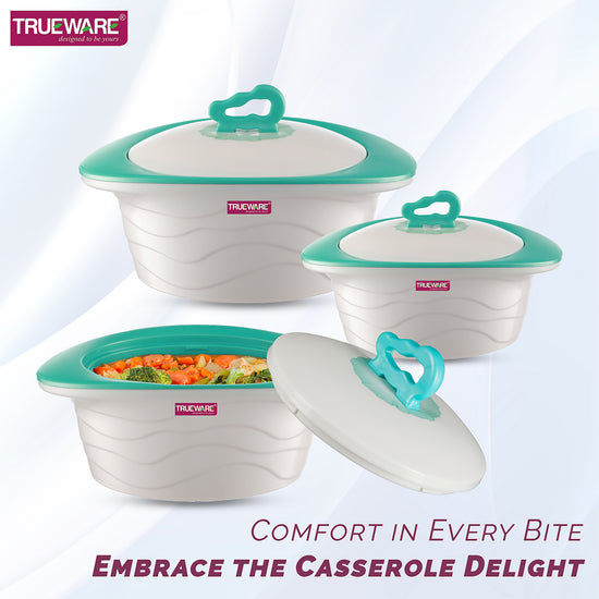 Zinna Impluse Casserole Set Of 3,750Ml/1000Ml/1500Ml Inner Steel