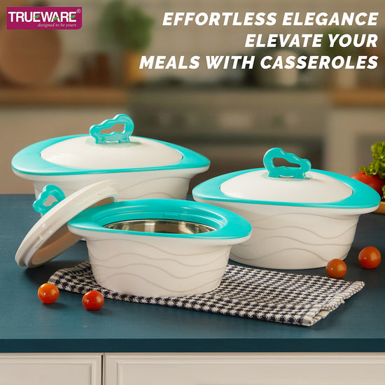 Zinna Impluse Casserole Set Of 3,750Ml/1000Ml/1500Ml Inner Steel