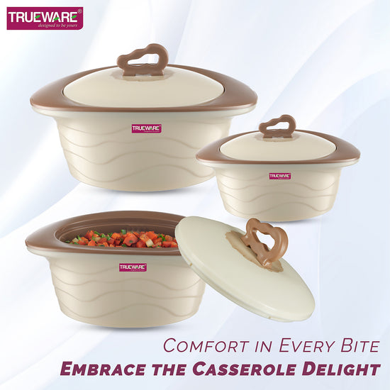 Zinna Impluse Casserole Set Of 3,750Ml/1000Ml/1500Ml Inner Steel