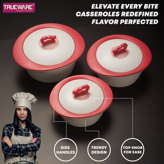 Zinna Impluse Casserole Set Of 3,750Ml/1000Ml/1500Ml Inner Steel