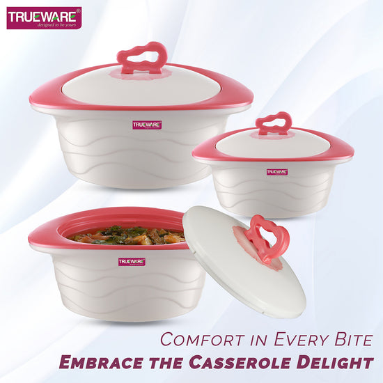 Zinna Impluse Casserole Set Of 3,750Ml/1000Ml/1500Ml Inner Steel