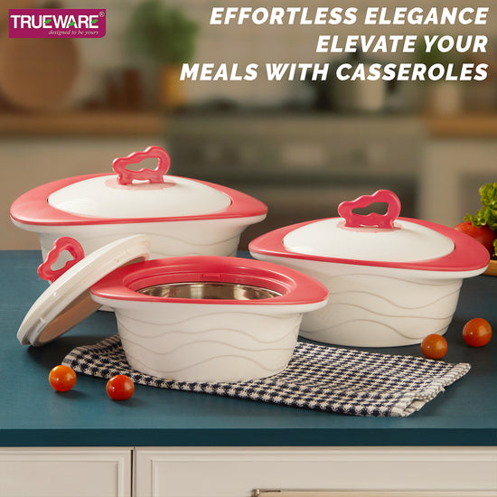 Zinna Impluse Casserole Set Of 3,750Ml/1000Ml/1500Ml Inner Steel
