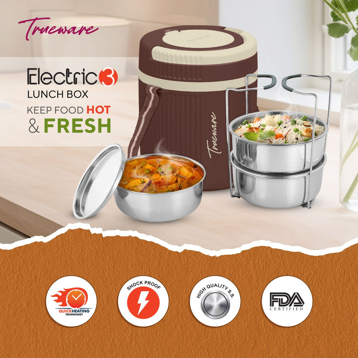 Trueware Electric 3 Lunch Box I 3 Containers