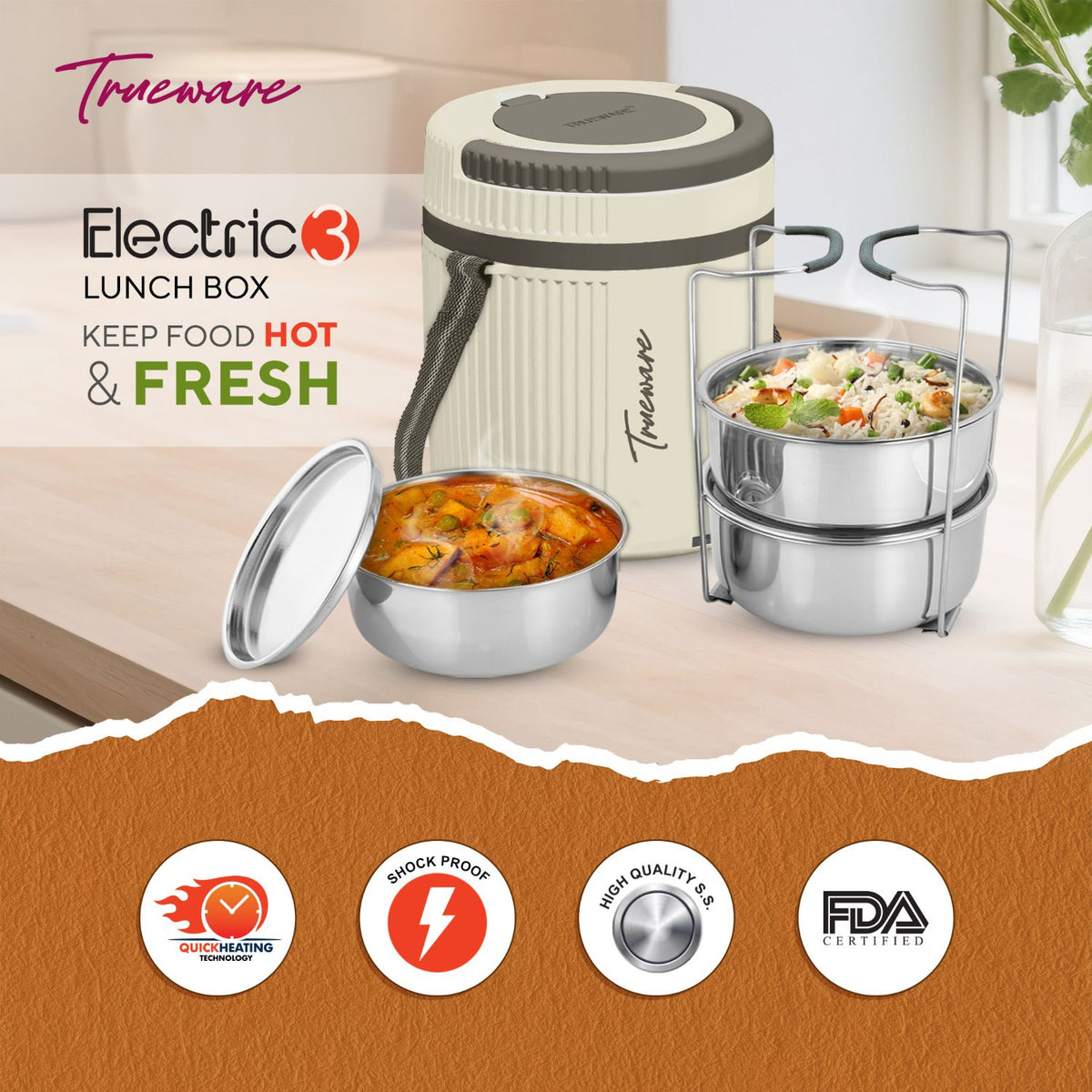 Trueware Electric 3 Lunch Box I 3 Containers
