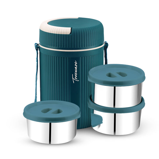 Trueware GRUB 3 Double Wall Insulated Hot Lunch Box with 3 SS Container 300 ML Each