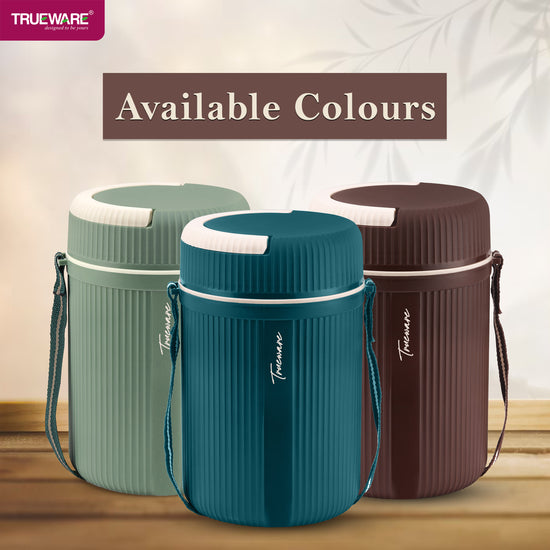 Trueware GRUB 3 Double Wall Insulated Hot Lunch Box with 3 SS Container 300 ML Each