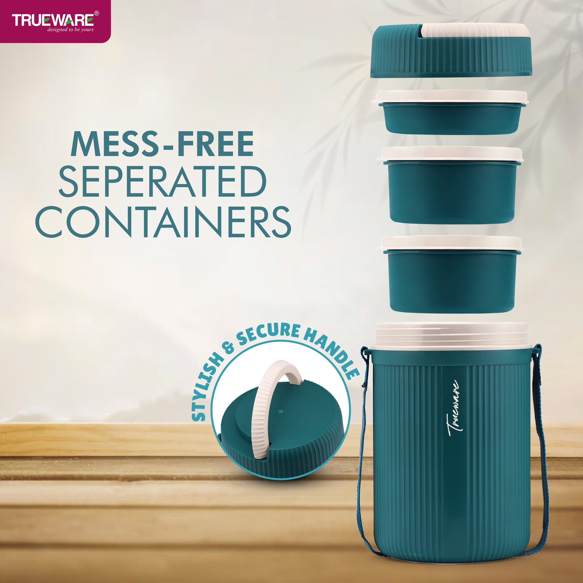 Trueware Meal Insulated Lunch Box (Blue, Medium)Plastic,1100 ML
