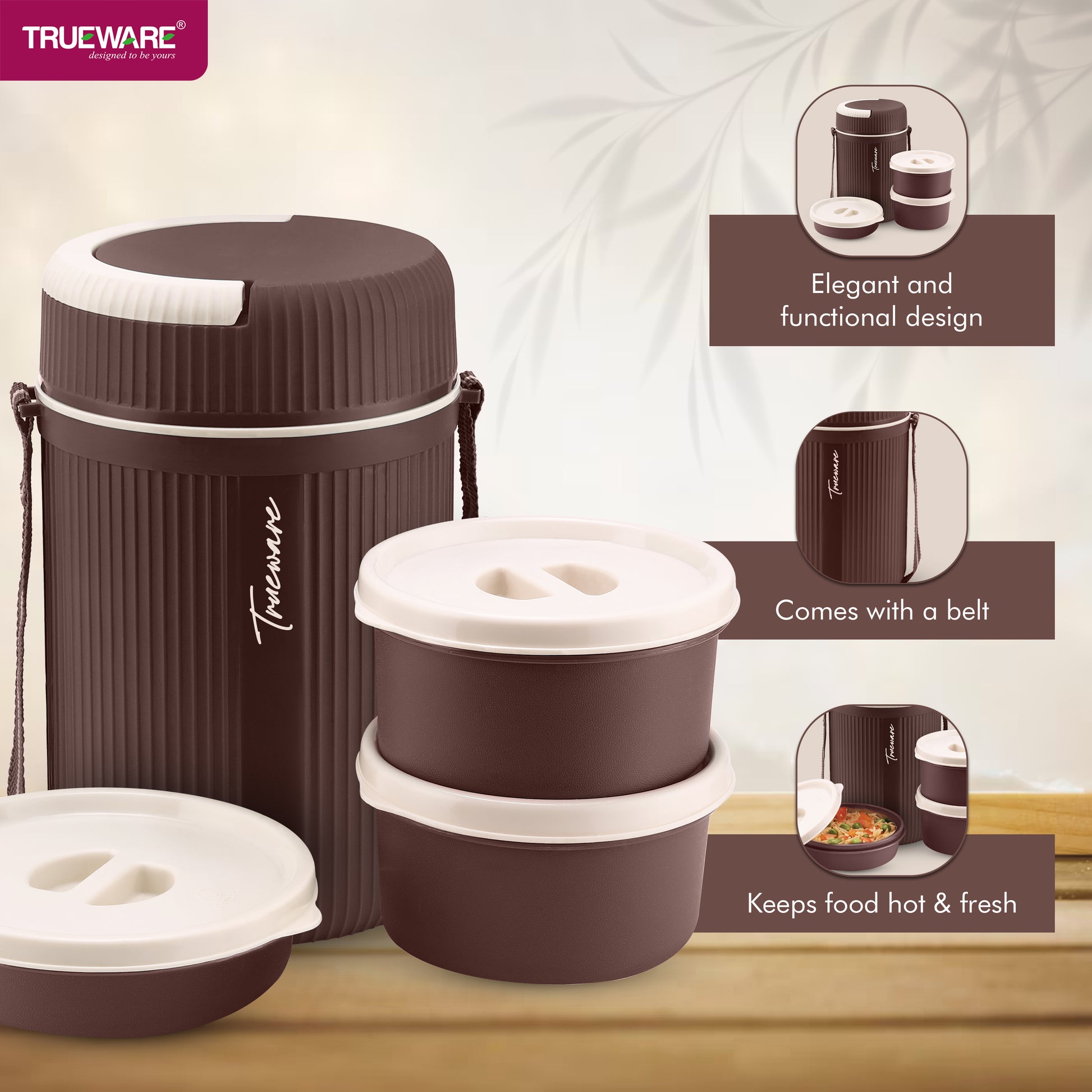 Trueware Meal Insulated Lunch Box (Blue, Medium)Plastic,1100 ML