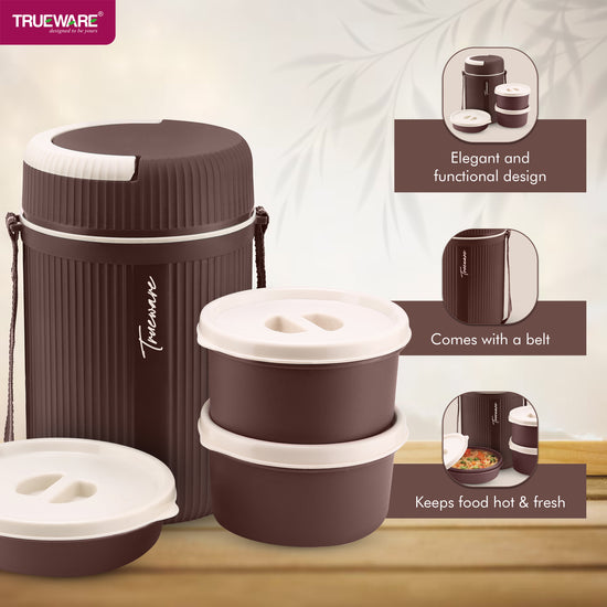 Trueware Meal Insulated Lunch Box (Blue, Medium)Plastic,1100 ML
