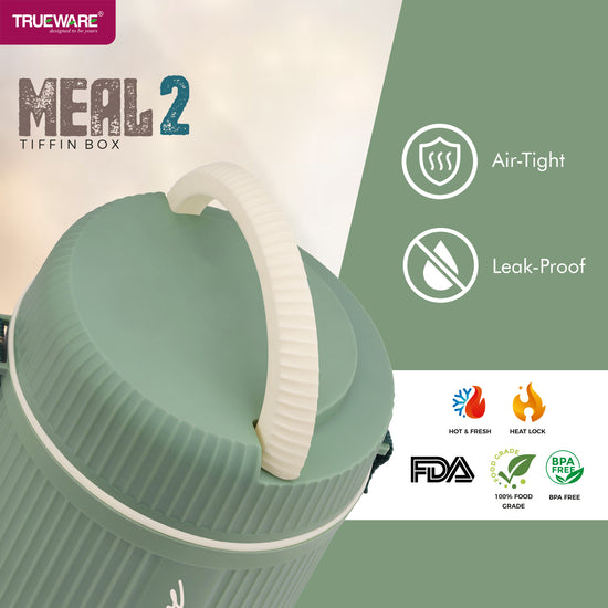 Trueware Meal Insulated Lunch Box (Blue, Medium)Plastic,1100 ML