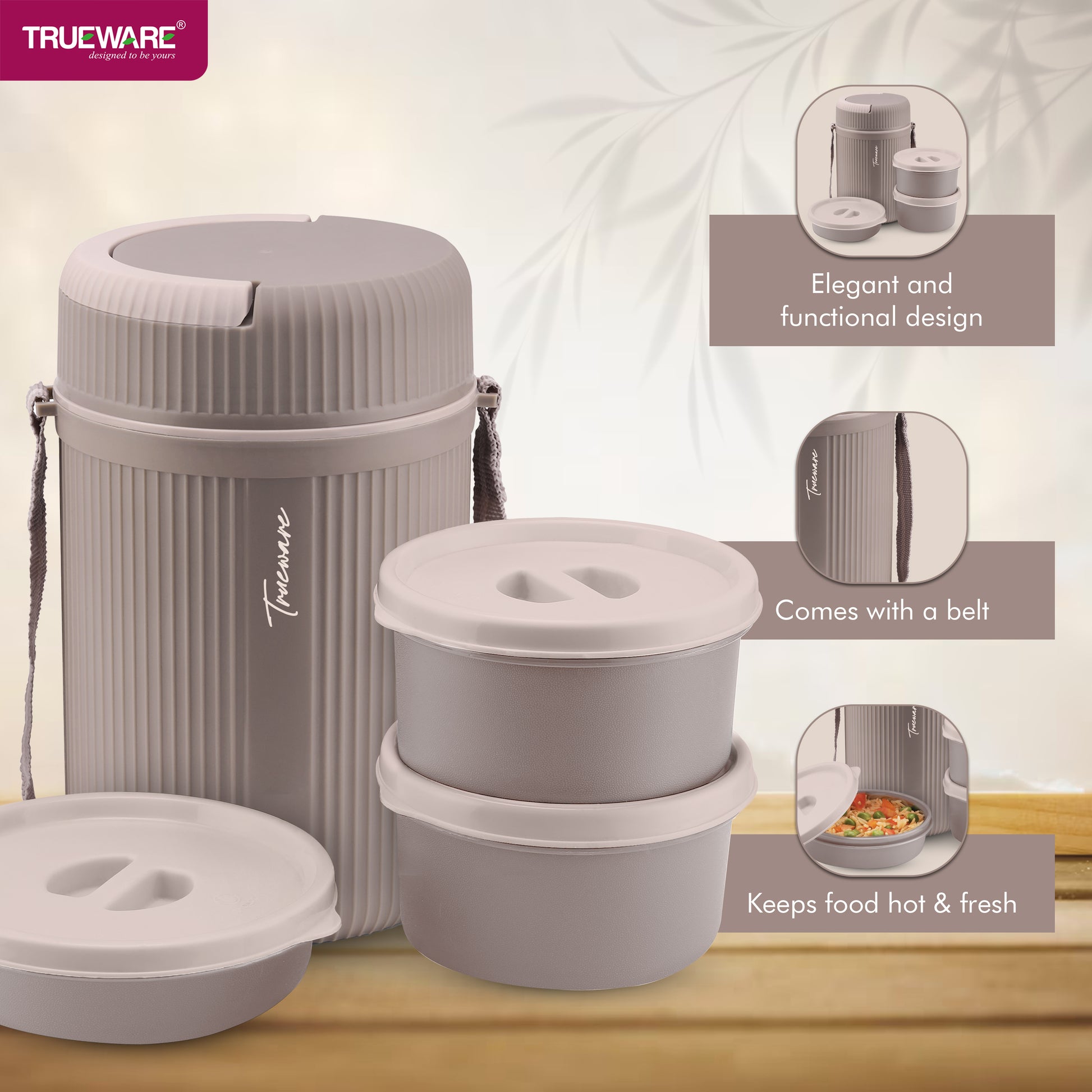Trueware Meal Insulated Lunch Box (Blue, Medium)Plastic,1100 ML
