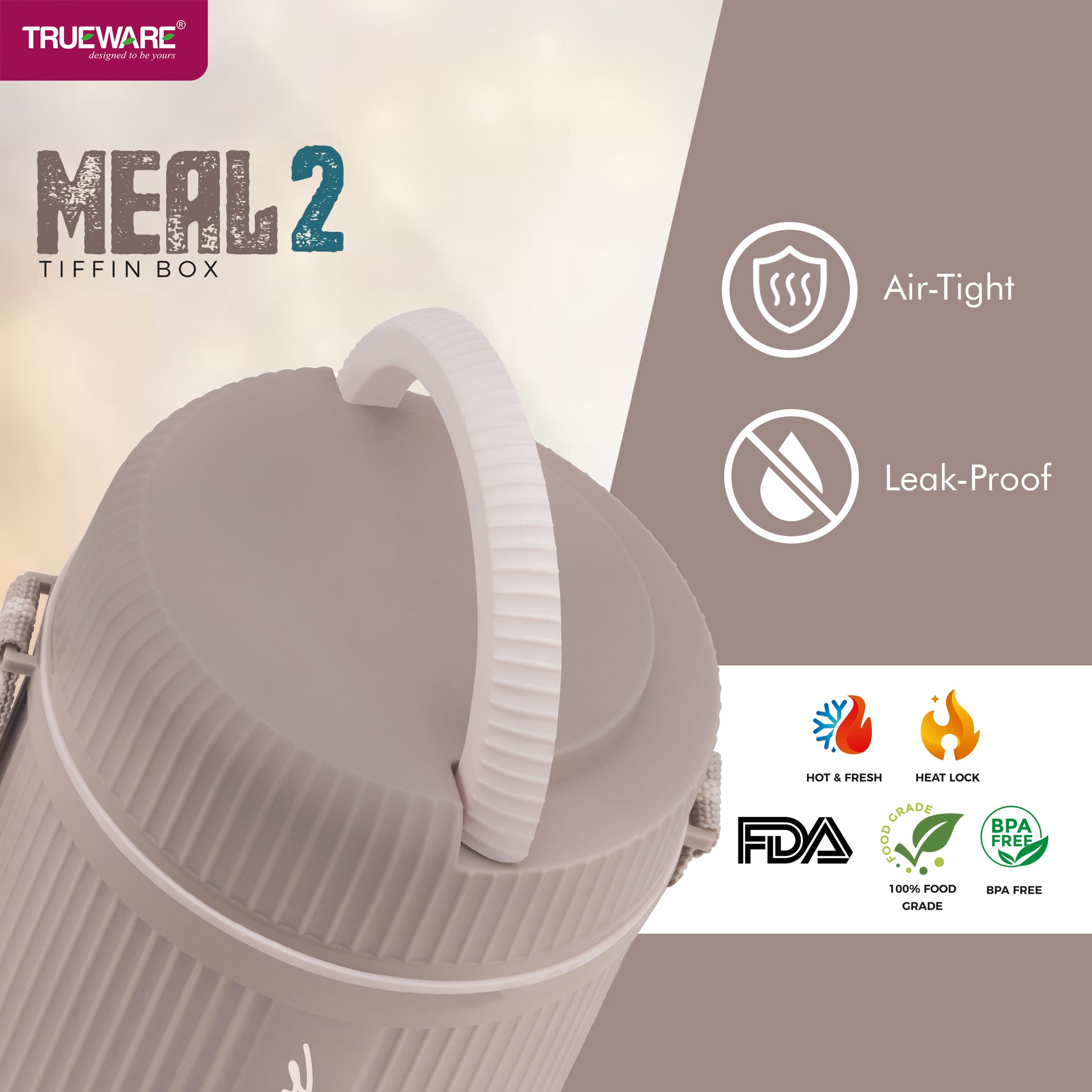 Trueware Meal Insulated Lunch Box (Blue, Medium)Plastic,1100 ML