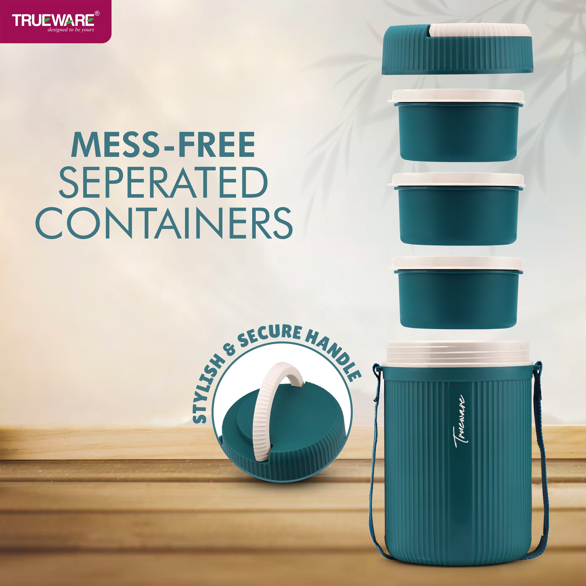 Trueware Meal Insulated Lunch Box (Blue, Large)Plastic,1100 ML