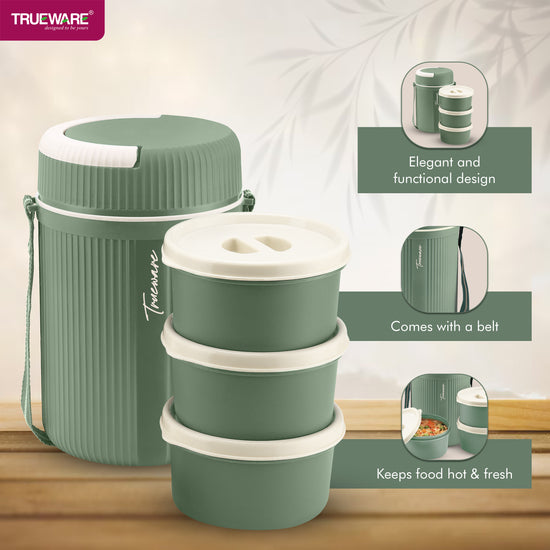 Trueware Meal Insulated Lunch Box (Blue, Large)Plastic,1100 ML