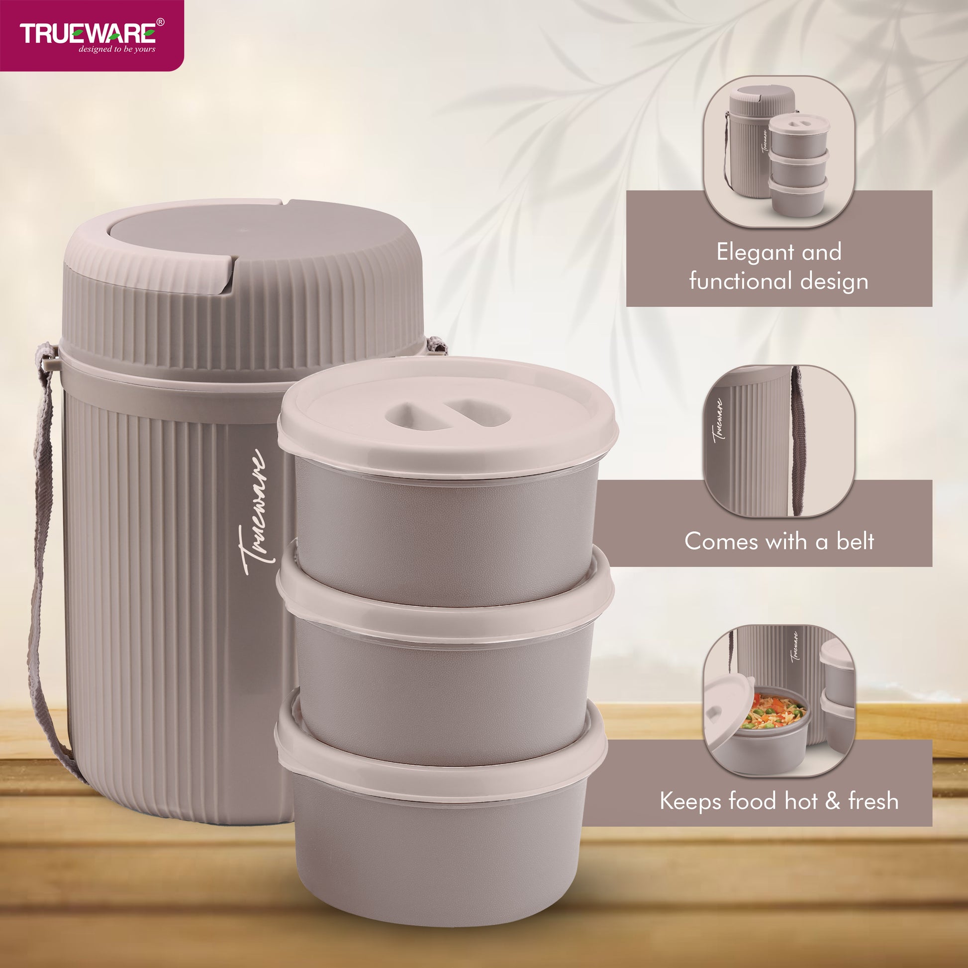 Trueware Meal Insulated Lunch Box (Blue, Large)Plastic,1100 ML