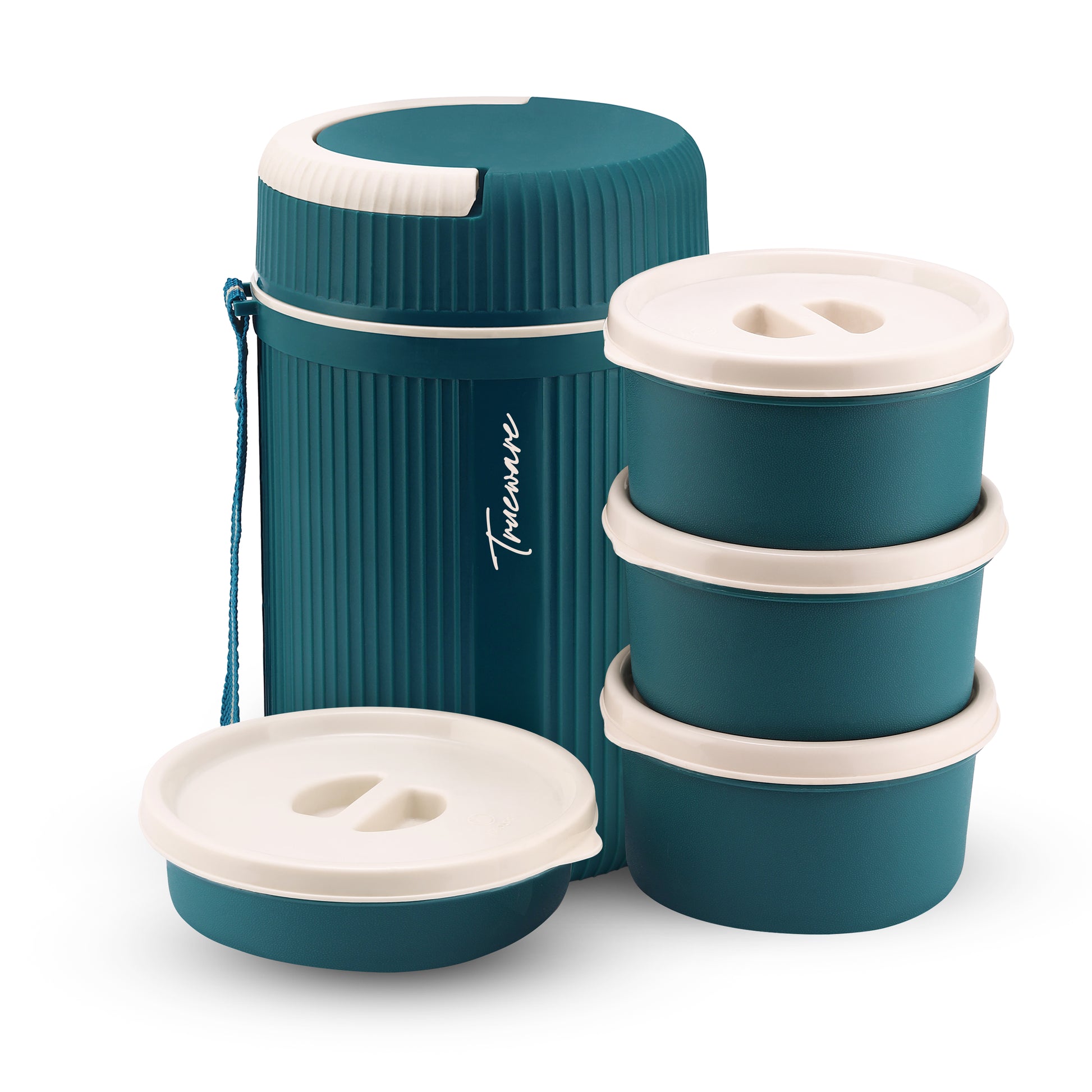 Trueware Meal 4 Insulated Hot Lunch Box with 3 PP Container 300 ML Each & 1 200ML