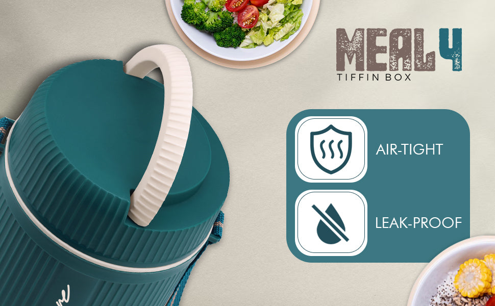 Trueware Meal 4 Insulated Hot Lunch Box with 3 PP Container 300 ML Each & 1 200ML