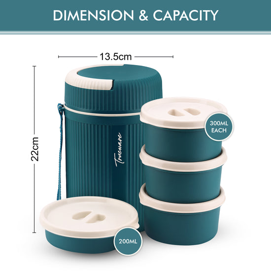 Trueware Meal 4 Insulated Hot Lunch Box with 3 PP Container 300 ML Each & 1 200ML