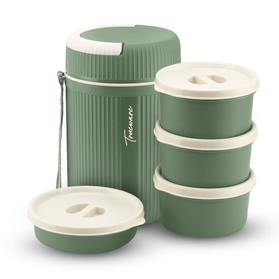 Trueware Meal 4 Insulated Hot Lunch Box with 3 PP Container 300 ML Each & 1 200ML
