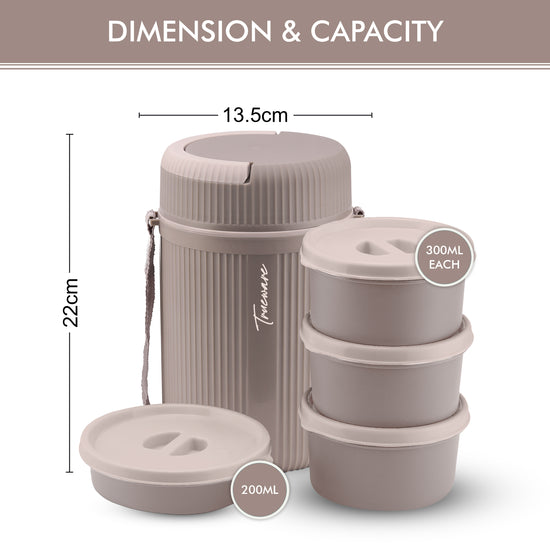 Trueware Meal 4 Insulated Hot Lunch Box with 3 PP Container 300 ML Each & 1 200ML